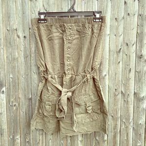 Olive Green Strapless Tunic Top